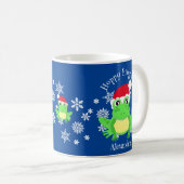 Funny Christmas Frog Weihnachtsmannmütze Blue Nove Kaffeetasse (VorderseiteRechts)