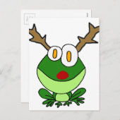 Funny Christmas Frosch als Rentier Feiertagspostkarte (Vorne/Hinten)