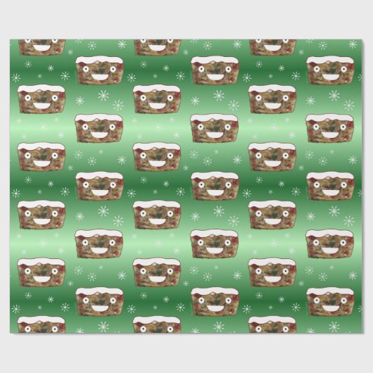 Funny Christmas Fruitcake Muster Grün Geschenkpapier (Flach)
