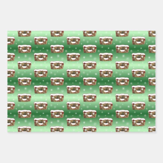 Funny Christmas Fruitcake Muster Grün Geschenkpapier Set (Vorderseite)