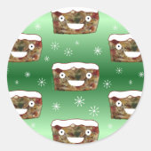 Funny Christmas Fruitcake Muster Grün Runder Aufkleber (Vorderseite)