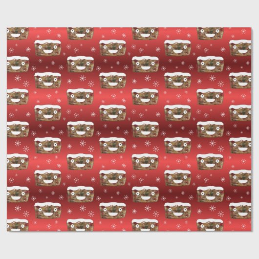 Funny Christmas Fruitcake Muster Red Geschenkpapier (Flach)