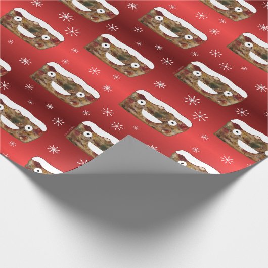 Funny Christmas Fruitcake Muster Red Geschenkpapier (Ecke)
