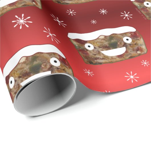 Funny Christmas Fruitcake Muster Red Geschenkpapier (Rolleneckpunkt)