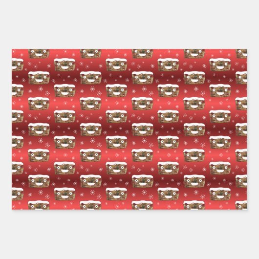 Funny Christmas Fruitcake Muster Red Geschenkpapier Set (Vorderseite 2)