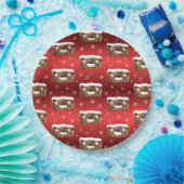 Funny Christmas Fruitcake Muster Red Pappteller (Party)