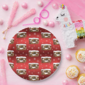 Funny Christmas Fruitcake Muster Red Pappteller (Party)