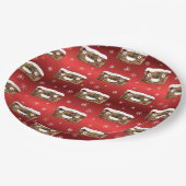 Funny Christmas Fruitcake Muster Red Pappteller (Schrägansicht)