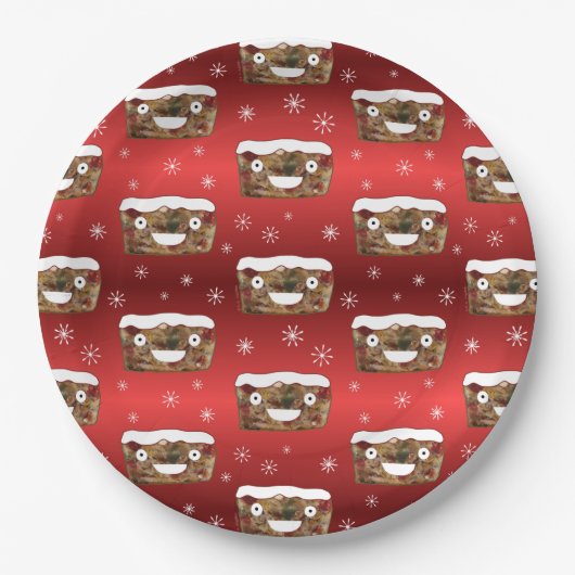 Funny Christmas Fruitcake Muster Red Pappteller (Vorderseite)