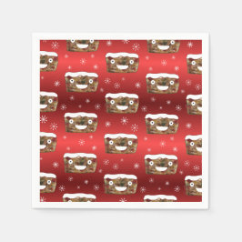 Funny Christmas Fruitcake Muster Red Serviette