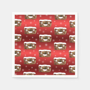 Funny Christmas Fruitcake Muster Red Serviette