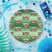 Funny Christmas Fruitcake Pattern Green Pappteller (Party)