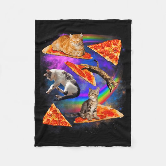 Funny Christmas Galaxy Cat In Space Cat Riding Zza Fleecedecke (Vorderseite)