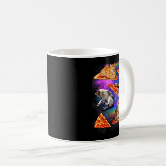 Funny Christmas Galaxy Cat In Space Cat Riding Zza Kaffeetasse (VorderseiteRechts)