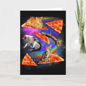 Funny Christmas Galaxy Cat In Space Cat Riding Zza Karte (Vorderseite)