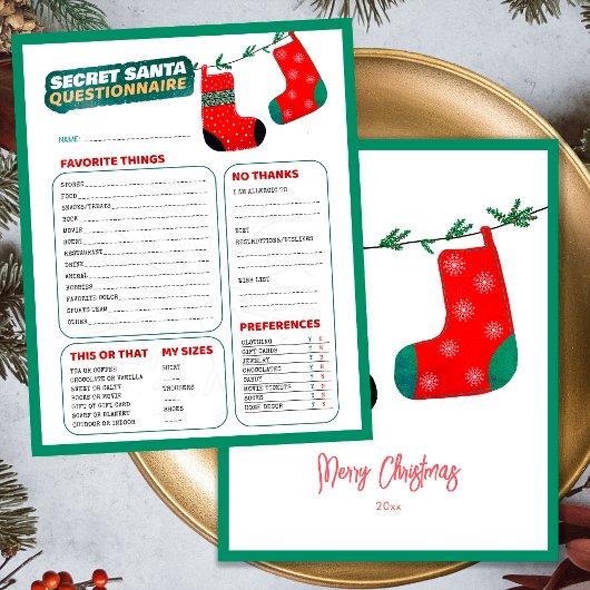 Funny Christmas Game Secret Santa Questionnaire