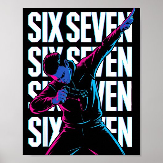 Funny Christmas Gamer Dabbing Xmas Dab Six Seven 6 Poster (Vorne)