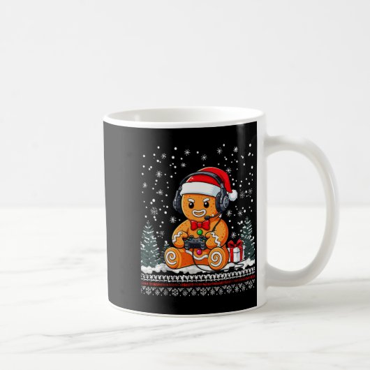 Funny Christmas Gamer Gingerbread Xmas Gaming Men  Kaffeetasse (Rechts)
