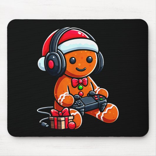 Funny Christmas Gamer Gingerbread Xmas Gaming Men Mousepad (Vorne)