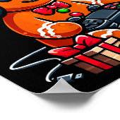 Funny Christmas Gamer Gingerbread Xmas Gaming Men  Poster (Ecke)