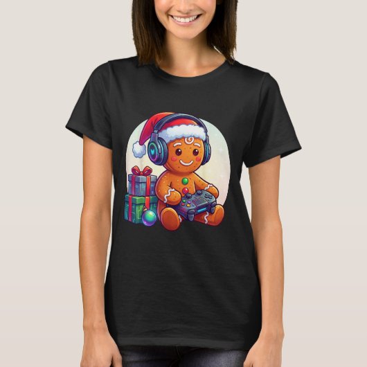 Funny Christmas Gamer Gingerbread Xmas Gaming Men T-Shirt (Vorderseite)