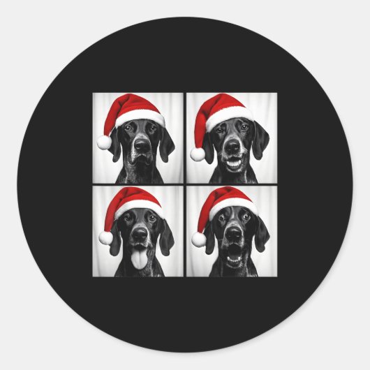 Funny Christmas German Shorthaired Inter Santa Pho Runder Aufkleber (Vorderseite)