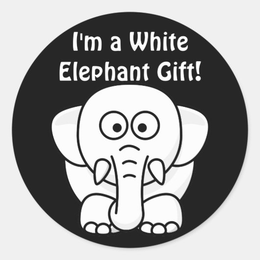 Funny Christmas Geschenk: Real White Elephant Gesc Runder Aufkleber (Vorderseite)