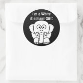 Funny Christmas Geschenk: Real White Elephant Gesc Runder Aufkleber (Tasche)