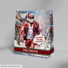 Funny Christmas Gift Bag Handsome Santa Keepsake Mittlere Geschenktüte