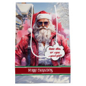 Funny Christmas Gift Bag Handsome Santa Keepsake Mittlere Geschenktüte (Rückseite)
