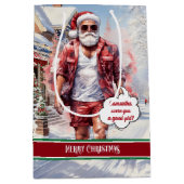 Funny Christmas Gift Bag Handsome Santa Keepsake Mittlere Geschenktüte (Vorderseite)