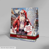 Funny Christmas Gift Bag Santa Medium Holiday Art Mittlere Geschenktüte