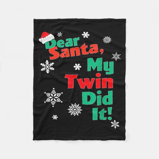 Funny Christmas Gift - Dear Santa My Twin Did It Fleecedecke (Vorderseite)