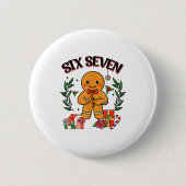 Funny Christmas Gingerbread 67 Six Seven Meme Hand Button (Vorderseite)