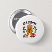 Funny Christmas Gingerbread 67 Six Seven Meme Hand Button (Vorne & Hinten)