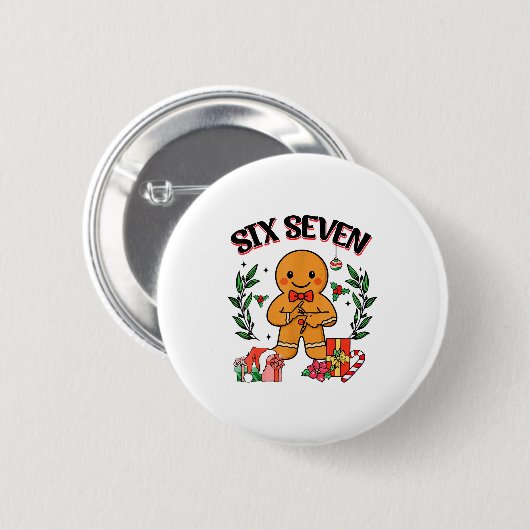 Funny Christmas Gingerbread 67 Six Seven Meme Hand Button (Vorne & Hinten)