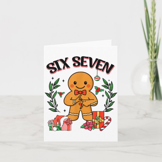 Funny Christmas Gingerbread 67 Six Seven Meme Hand Karte (Vorderseite)