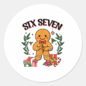 Funny Christmas Gingerbread 67 Six Seven Meme Hand Runder Aufkleber (Vorderseite)