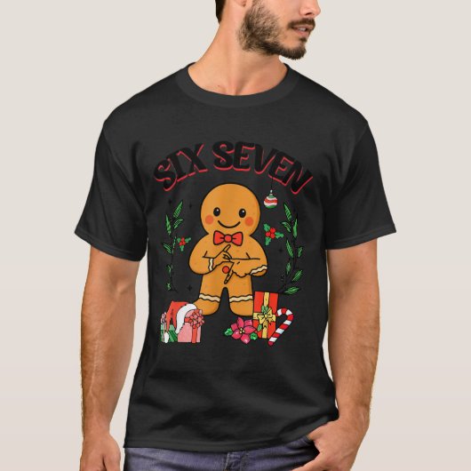 Funny Christmas Gingerbread 67 Six Seven Meme Hand T-Shirt (Vorderseite)