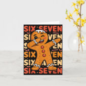 Funny Christmas Gingerbread Cookie Dab Six Seven 6 Karte (Gelbe Blume)