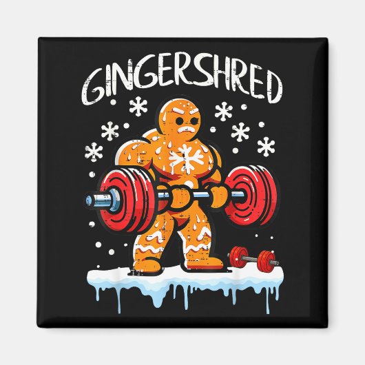Funny Christmas Gingerbread Gingershred Gym Bodybu Magnet (Vorne)