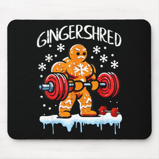 Funny Christmas Gingerbread Gingershred Gym Bodybu Mousepad (Vorne)