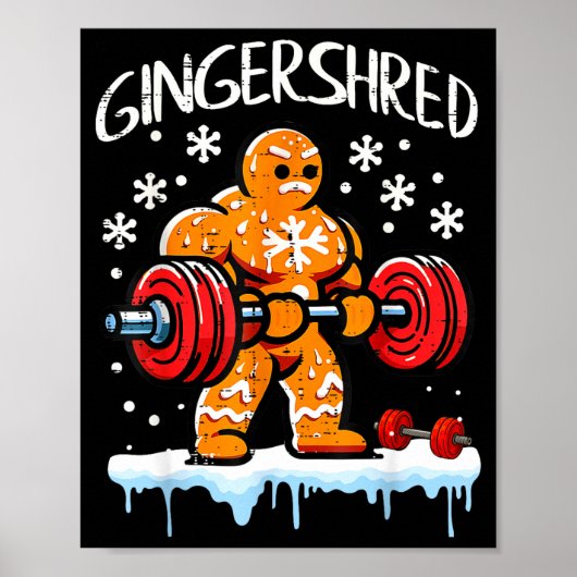 Funny Christmas Gingerbread Gingershred Gym Bodybu Poster (Vorne)