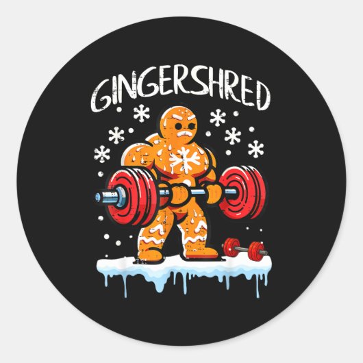 Funny Christmas Gingerbread Gingershred Gym Bodybu Runder Aufkleber (Vorderseite)