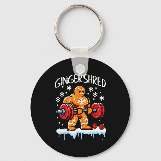 Funny Christmas Gingerbread Gingershred Gym Bodybu Schlüsselanhänger (Vorderseite)
