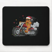 Funny Christmas Gingerbread Man Biker Riding A Mot Mousepad (Vorne)
