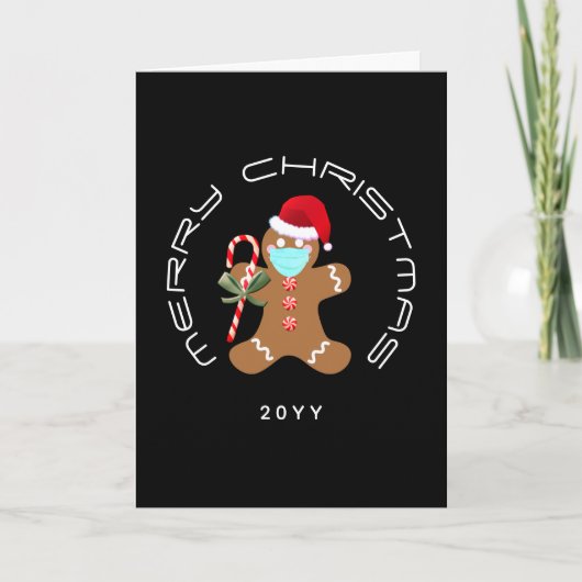 Funny Christmas Gingerbread Man Candy Familienname Karte (Vorderseite)