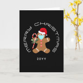 Funny Christmas Gingerbread Man Candy Familienname Karte (Gelbe Blume)
