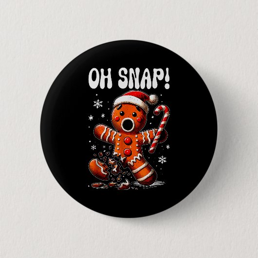 Funny Christmas Gingerbread Man Oh Snap Outfit Paj Button (Vorderseite)