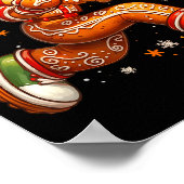 Funny Christmas Gingerbread Man Playing Baseball C Poster (Ecke)